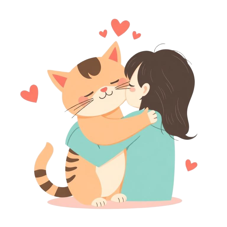 Illustration: Person umarmt ihre Katze